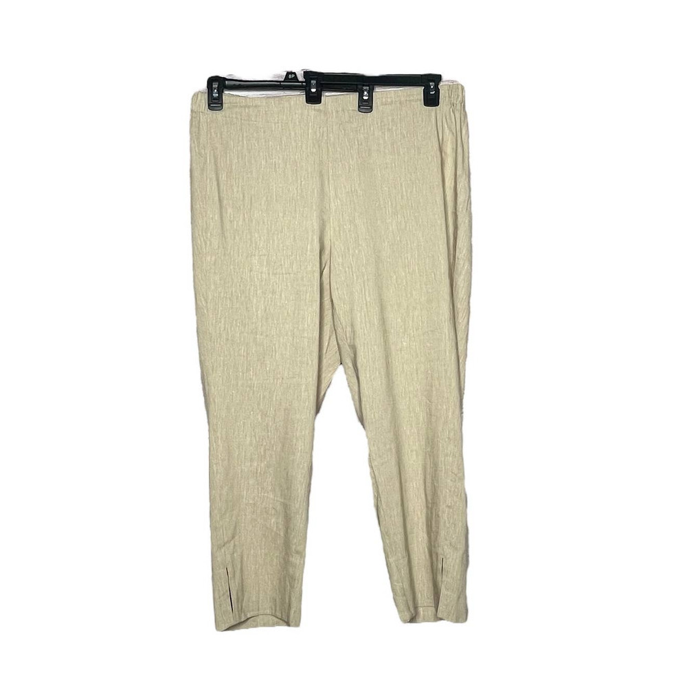 J. Jill Linen Blend Stretch Tan Pull On Cropped Pants 2XL